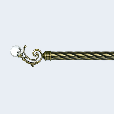 leaf-shape crystal luxury curtain rod finials Customized 28mm curtain rod set single bracket
