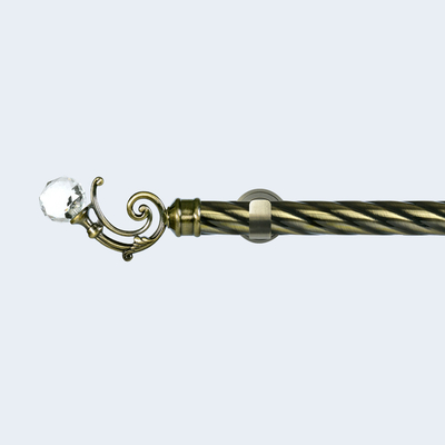 leaf-shape crystal luxury curtain rod finials Customized 28mm curtain rod set single bracket