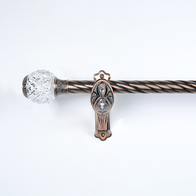 Home Window Decoration Curtain Twist Rod Crystal With Cap Curtain Finials Set