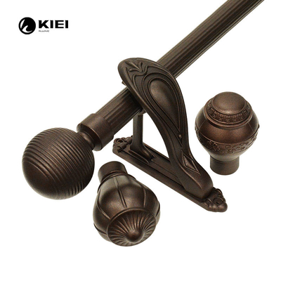 0.6MM Brown Color Metal Curtain Rods Ball Shape Curtain Heads