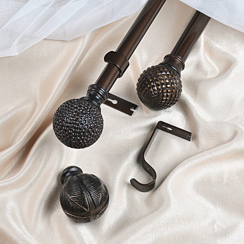 Coffee Resin Curtain Finial Iron Curtain Rod 0.5mm Thickness For Home Decoration