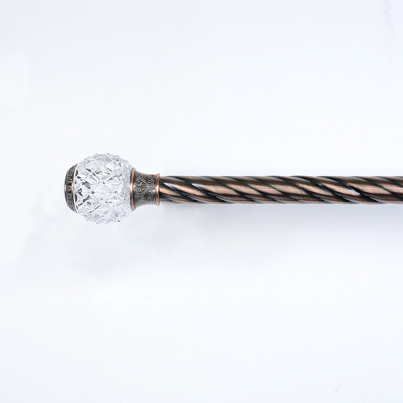 Home Window Decoration Curtain Twist Rod Crystal With Cap Curtain Finials Set